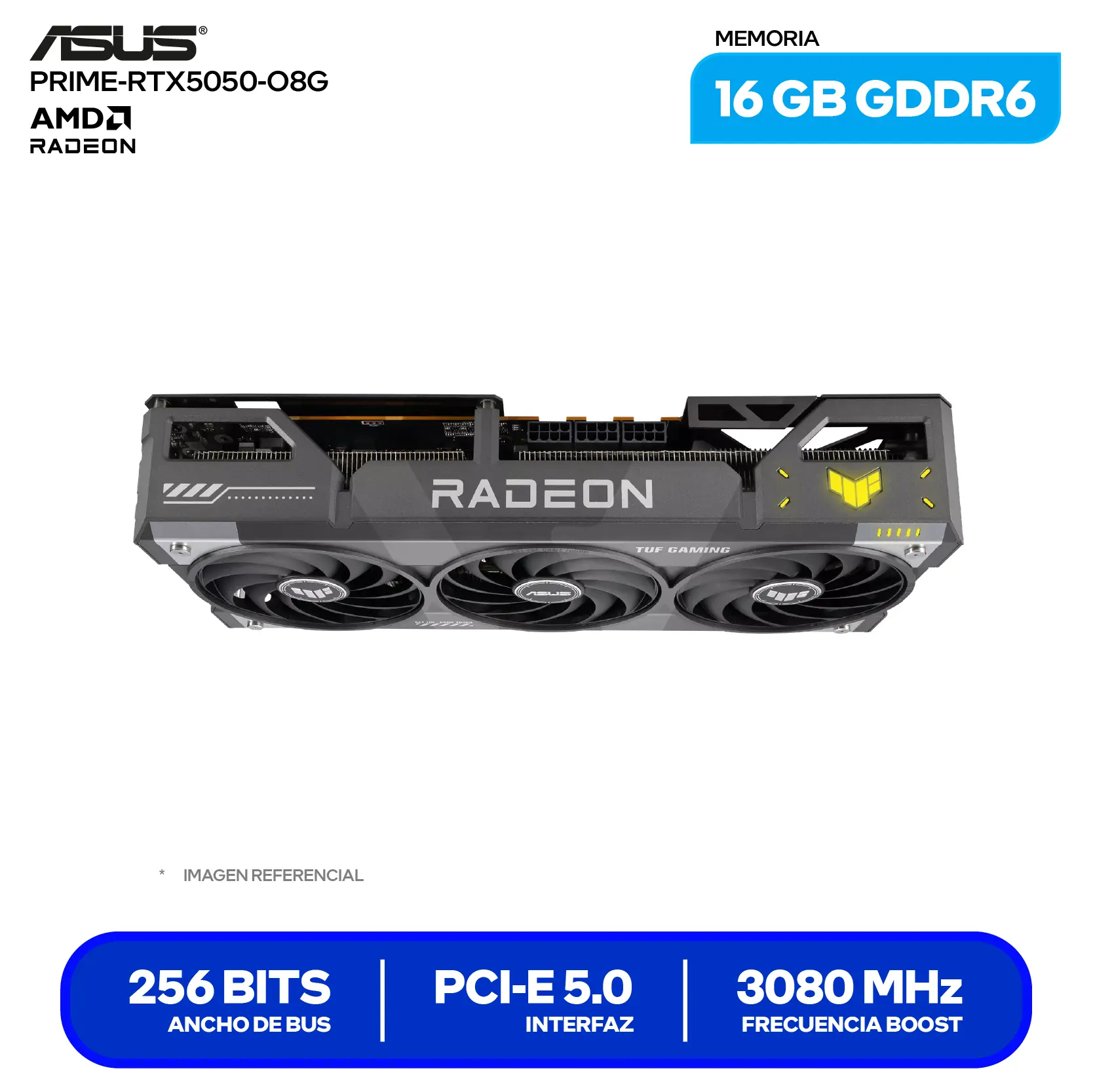 Tarjeta de video Asus TUF Gaming Radeon RX 9070 XT OC 16GB (TUF-RX9070XT-O16G-GAMING) GDDR6, 3x DisplayPort 2.1, 1x HDMI 2.1
