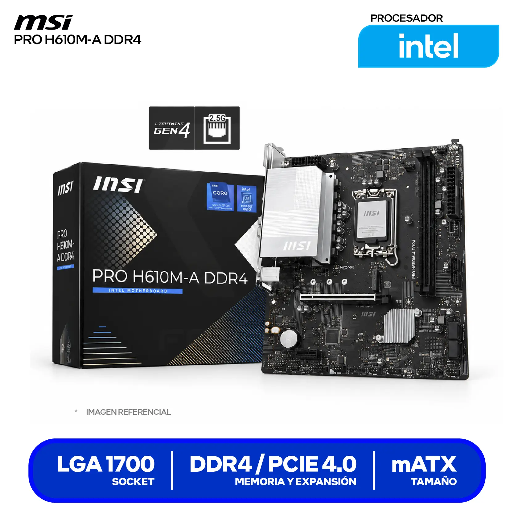 Placa madre MSI PRO H610M-A DDR4 LGA1700 (PRO H610M-A DDR4) Micro-ATX