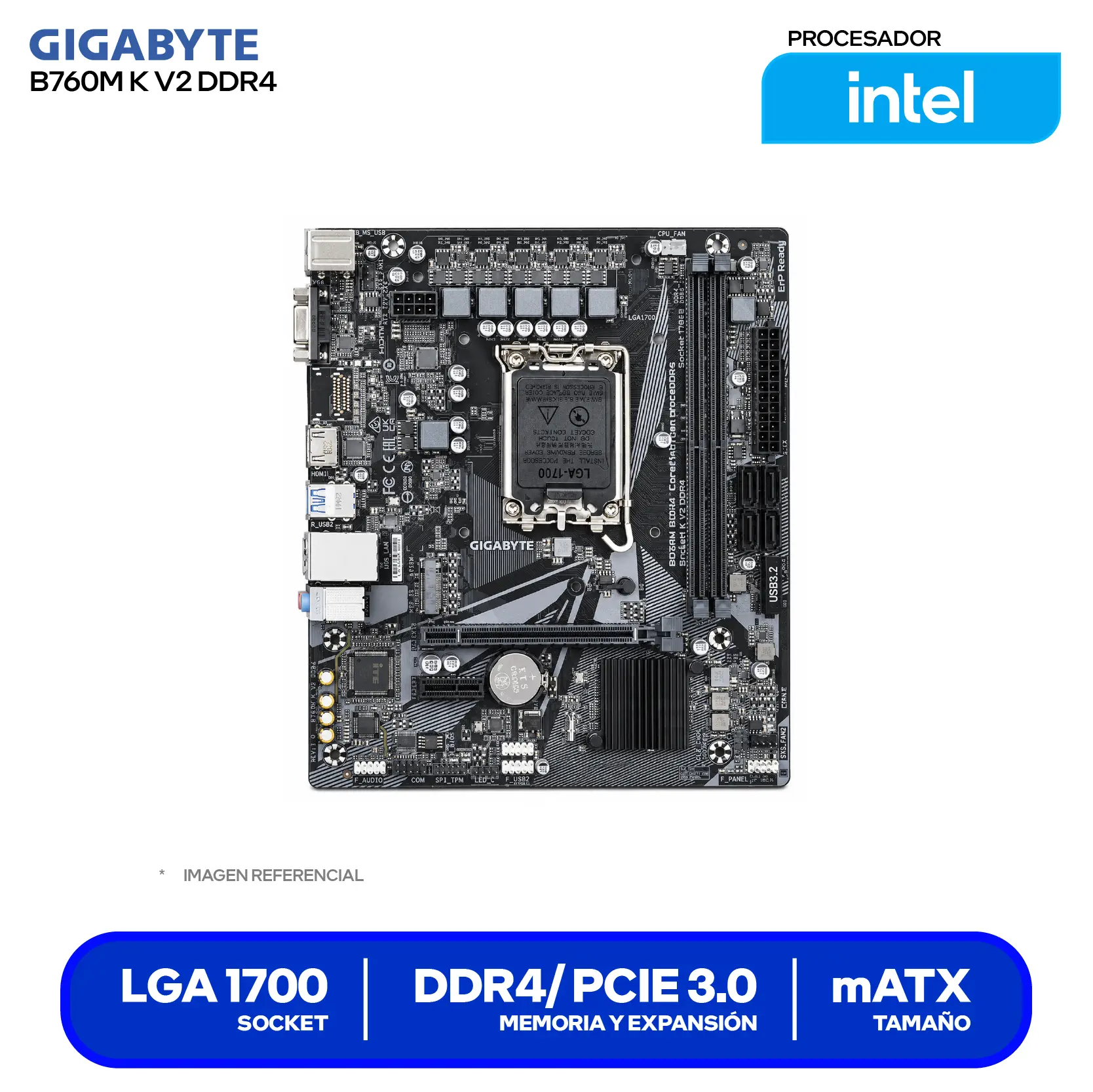 Placa madre Gigabyte B760M K V2 DDR4 LGA1700 (9MB76MK24-00-G10) Micro-ATX