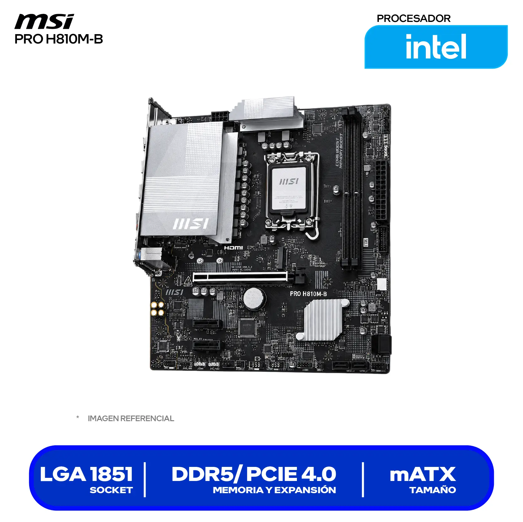 Placa madre MSI Pro H810M-B LGA1851 (PRO H810M-B) DDR5, Micro-ATX
