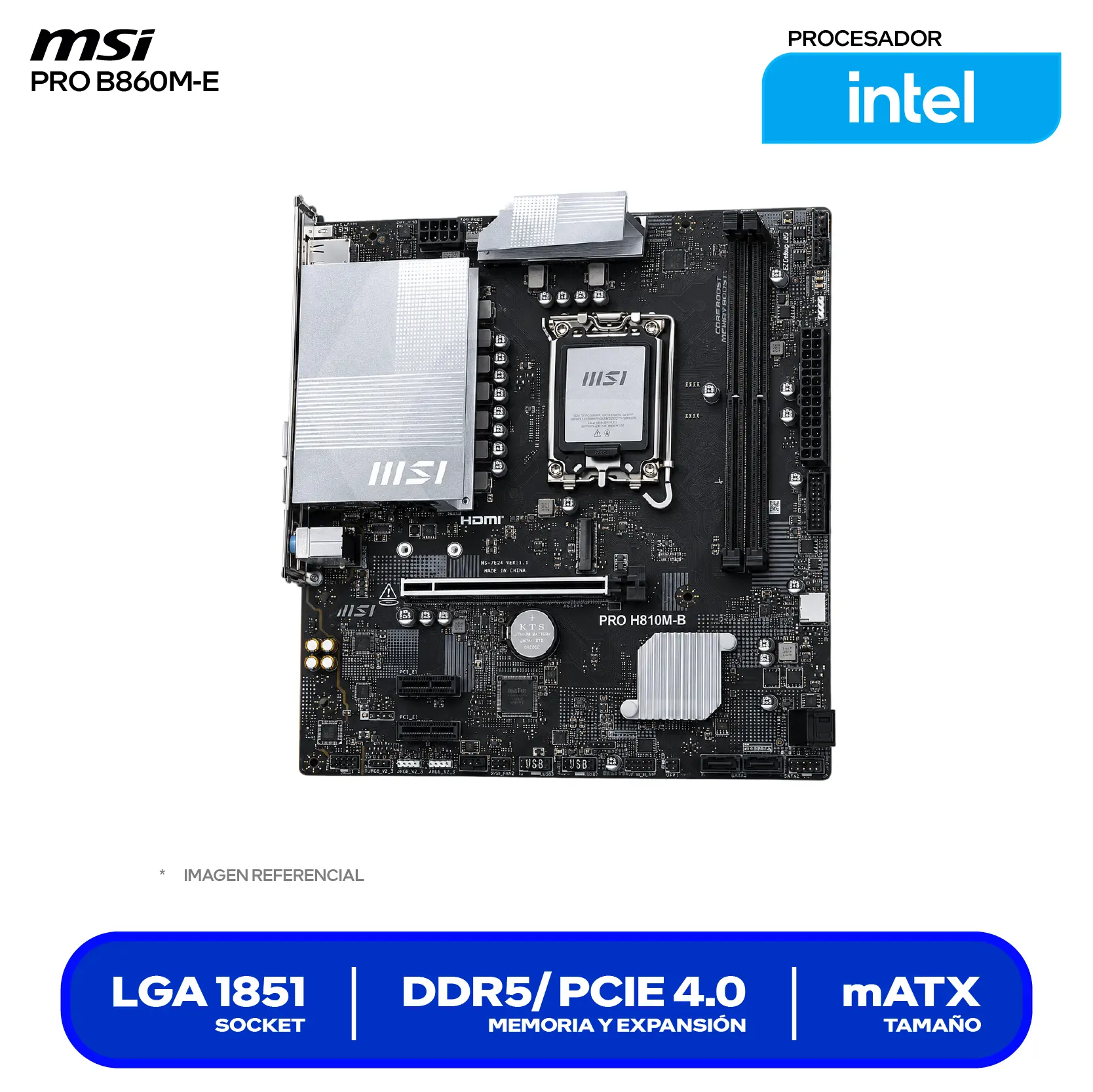Placa madre MSI Pro B860M-E LGA1851 (PRO B860M-E) DDR5, Micro-ATX
