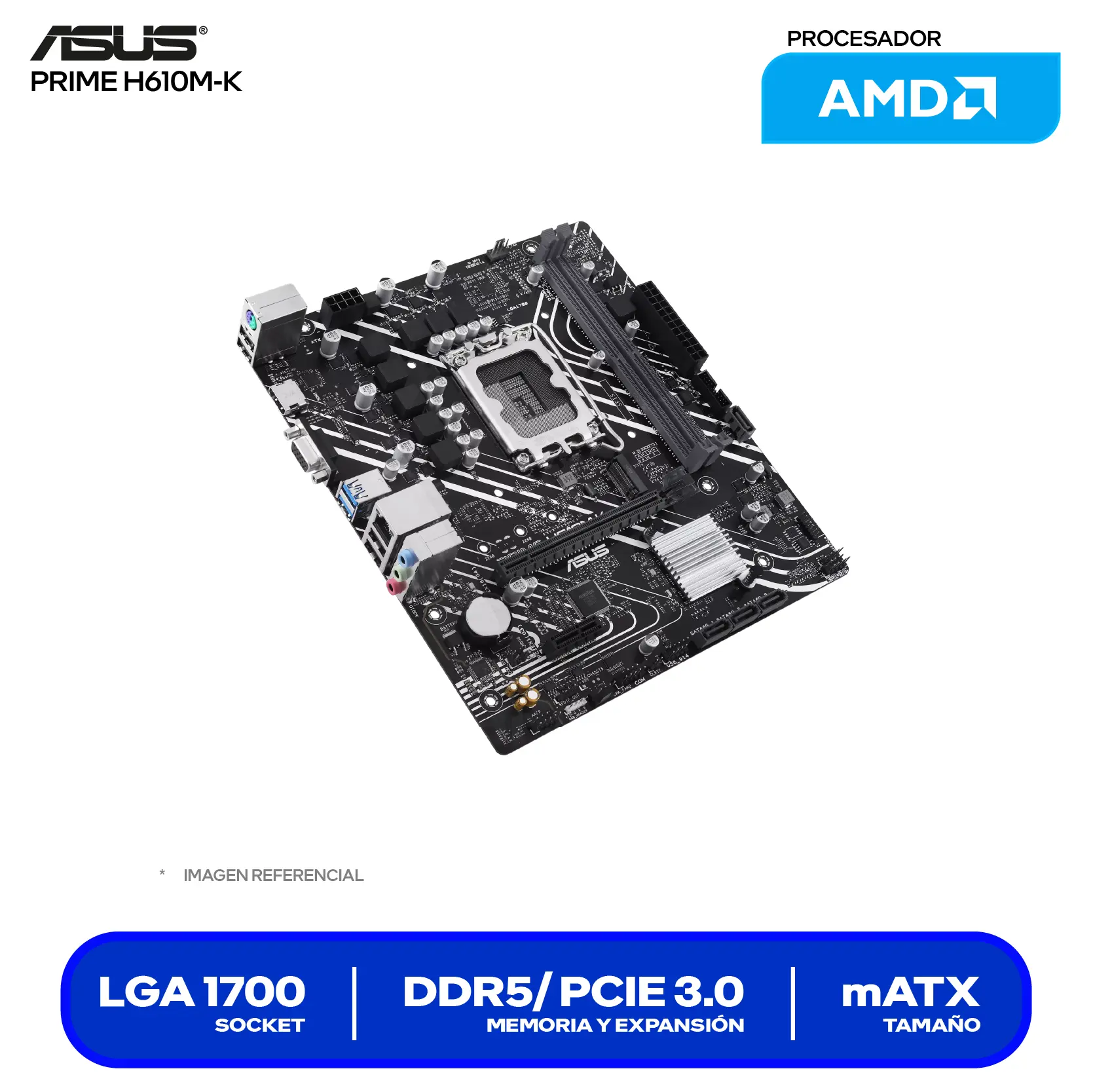 Placa Madre Asus Prime H610M-K D5 LGA1700 (90MB1GA0-M0EAY0) DDR5, Micro-ATX