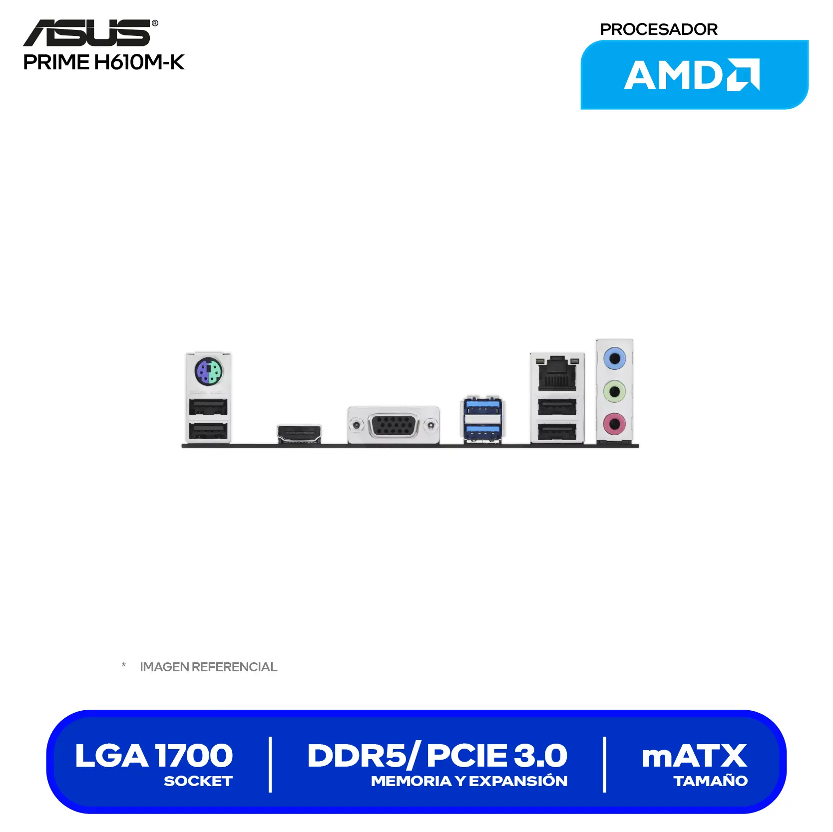 Placa Madre Asus Prime H610M-K D5 LGA1700 (90MB1GA0-M0EAY0) DDR5, Micro-ATX