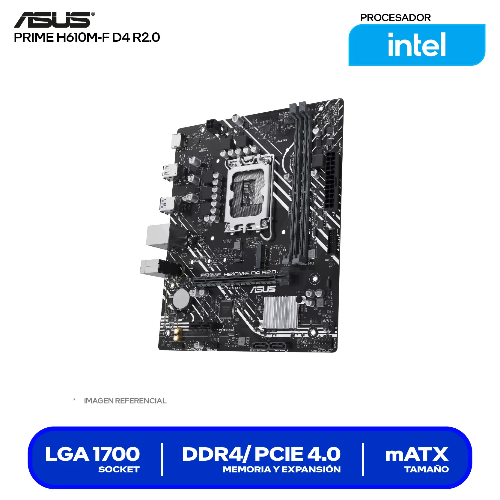 Placa Madre Asus Prime H610M-F D4 R2.0 LGA1700 (90MB1H70-M0EAY0) DDR4, Micro-ATX