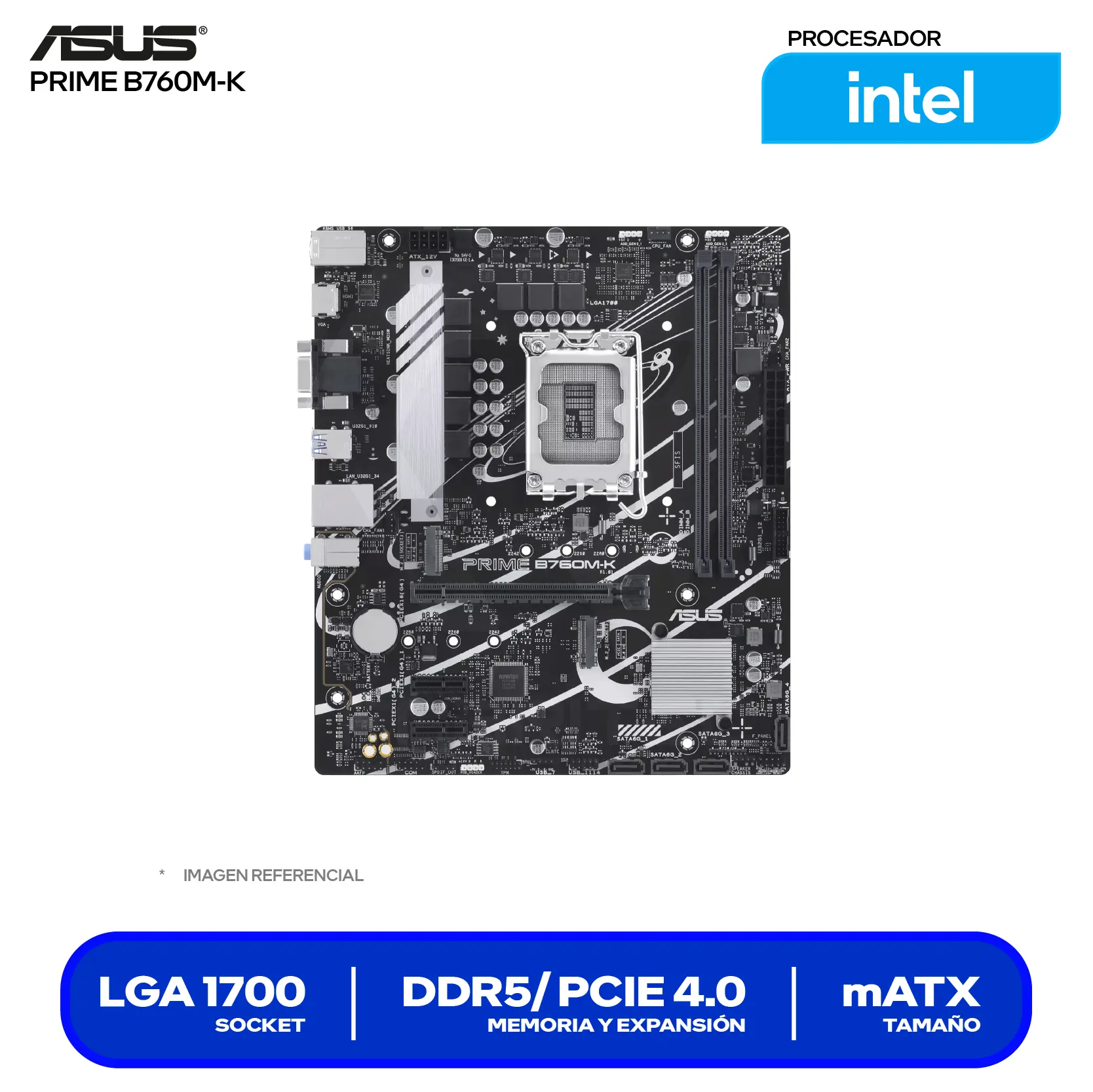 Placa Madre Asus Prime B760M-K D4 LGA1700 (90MB1FI0-M1EAY0) DDR4, Micro-ATX