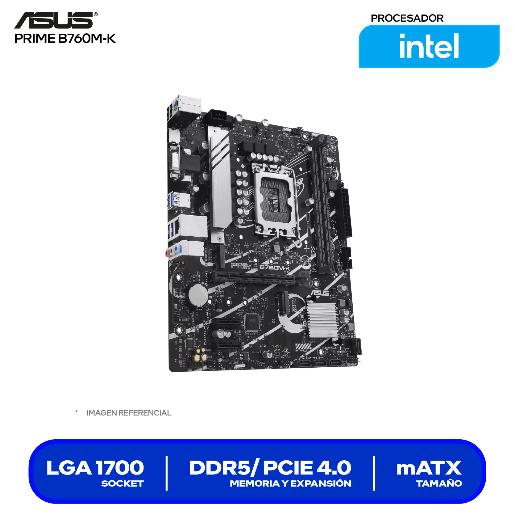 Placa Madre Asus Prime B760M-K D4 LGA1700 (90MB1FI0-M1EAY0) DDR4, Micro-ATX
