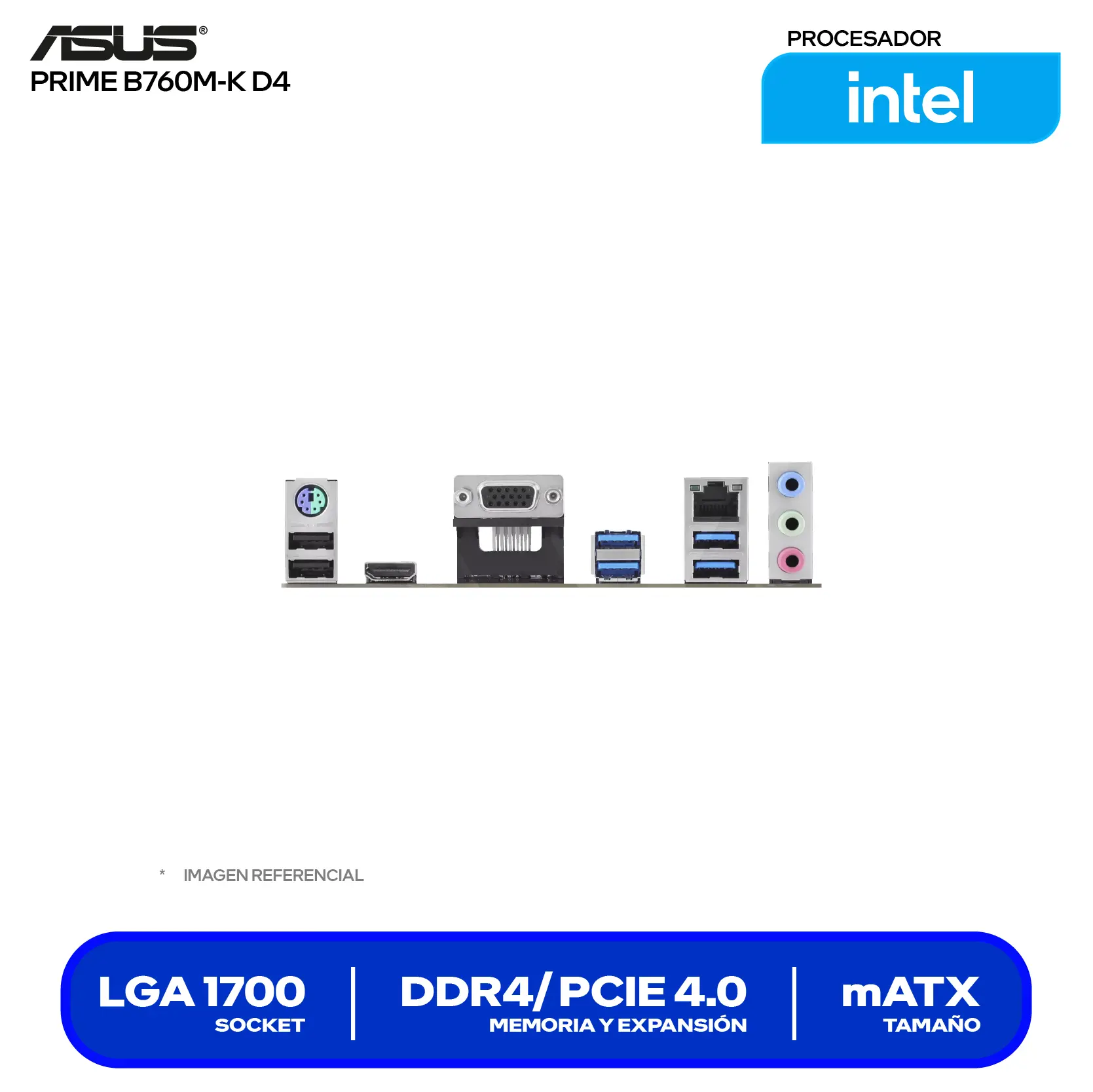 Placa Madre Asus Prime B760M-K D4 LGA1700 (90MB1DS0-M1EAY0) DDR4, Micro-ATX