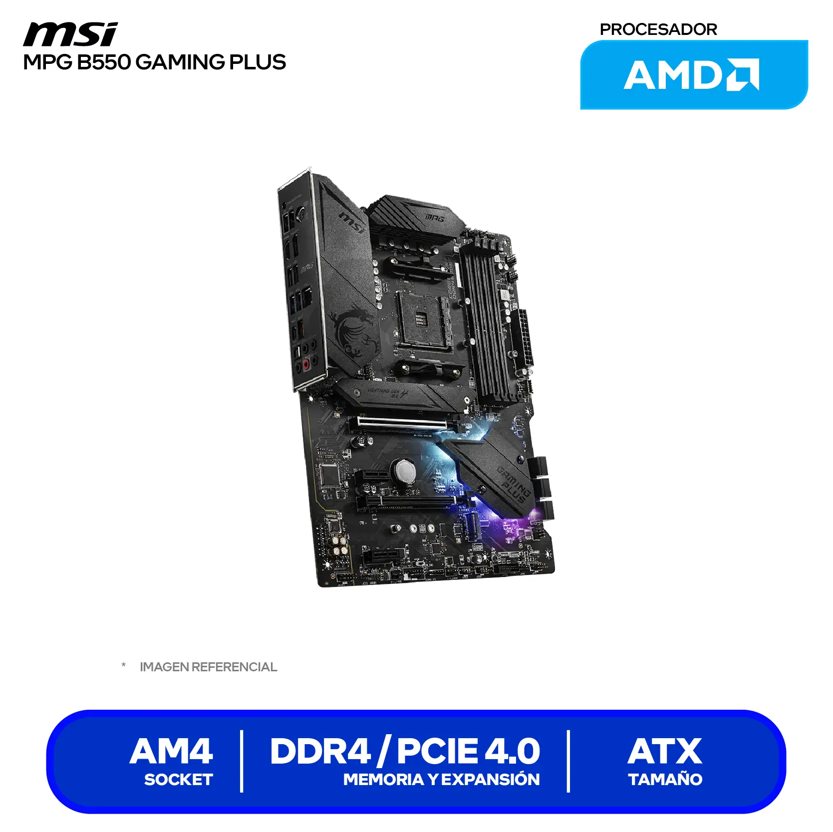 Placa Madre MSI MPG B550 GAMING PLUS (MPG B550 GAMING PLUS) AM4, DDR4, ATX