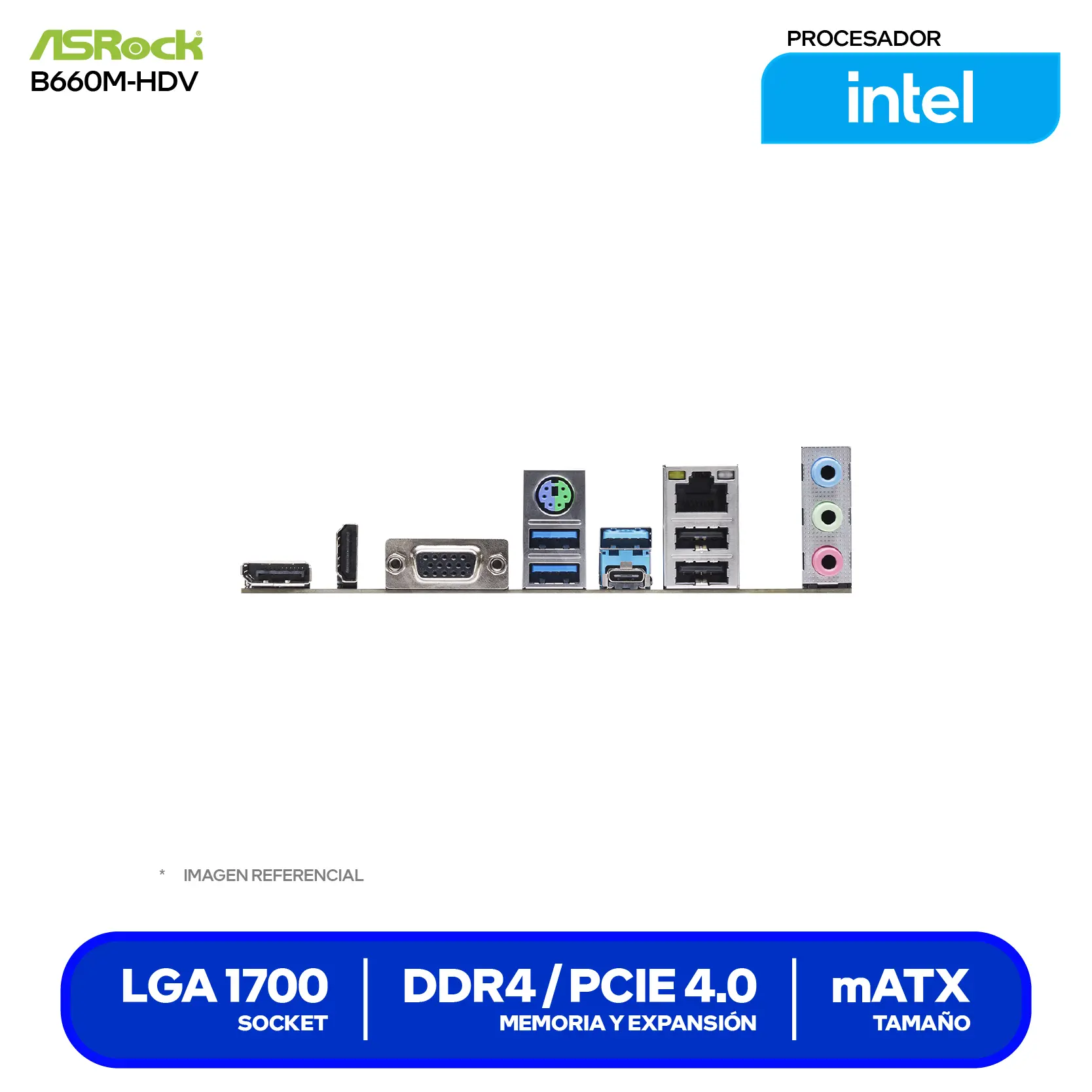 Placa Madre ASRock B660M-HDV (90-MXBH40-A0UAYZ) LGA1700, DDR4, mATX,