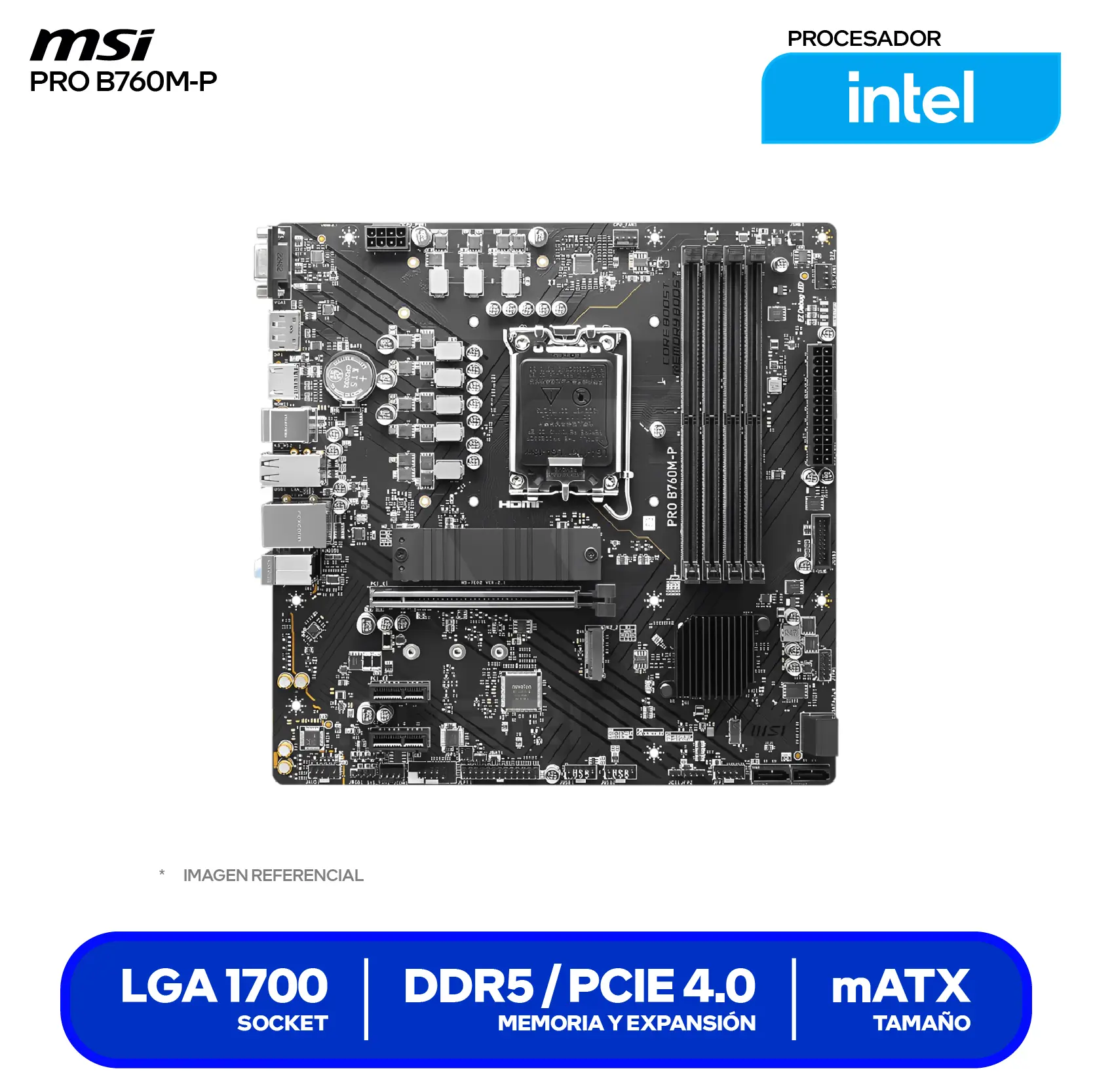 Placa Madre MSI PRO B760M-P (PRO B760M-P) LGA1700, DDR5, mATX