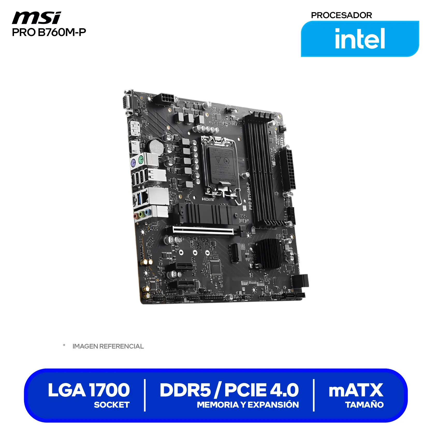 Placa Madre MSI PRO B760M-P (PRO B760M-P) LGA1700, DDR5, mATX