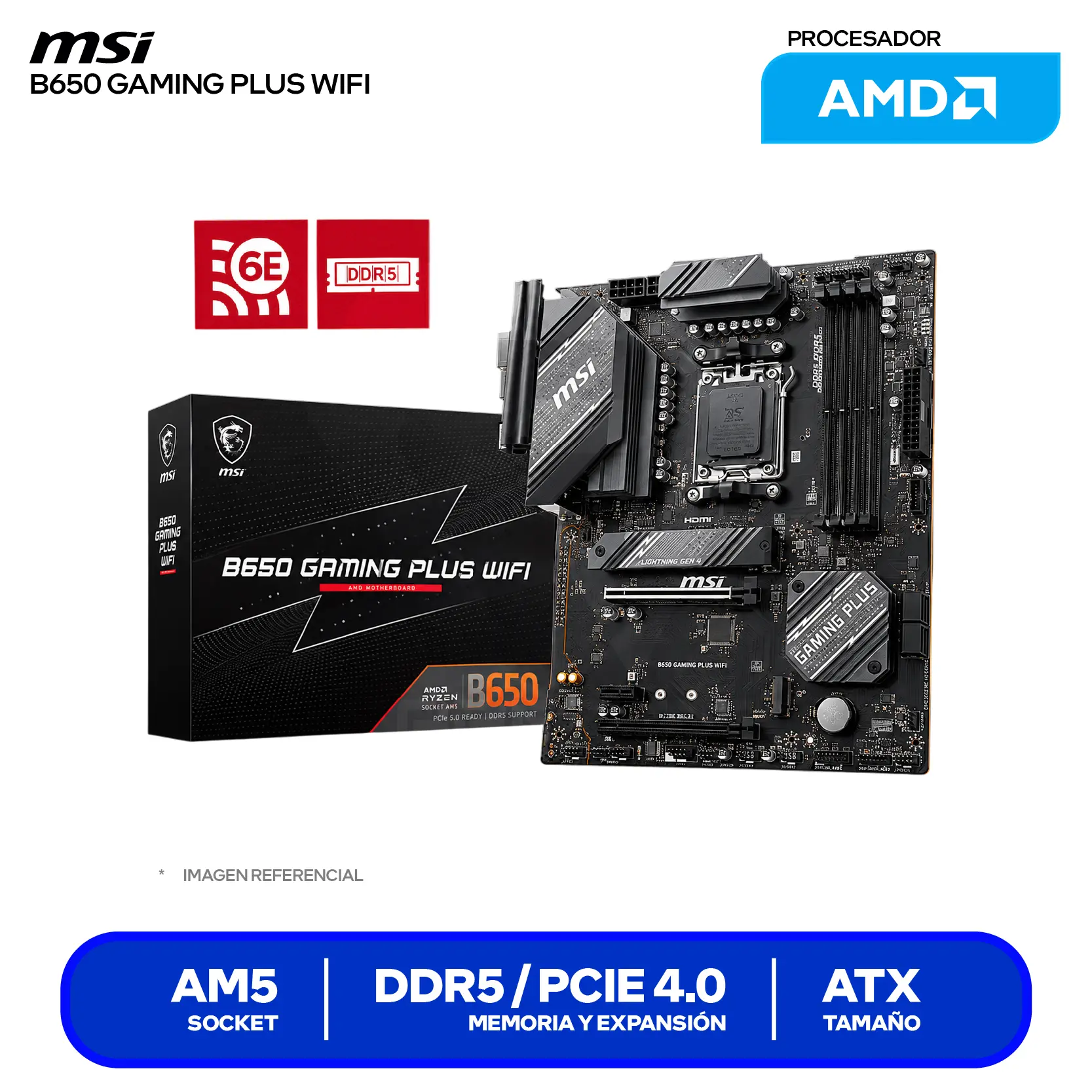 Placa Madre MSI B650 Gaming Plus WiFi (B650 GAMING PLUS WIFI) AM5, DDR5, ATX