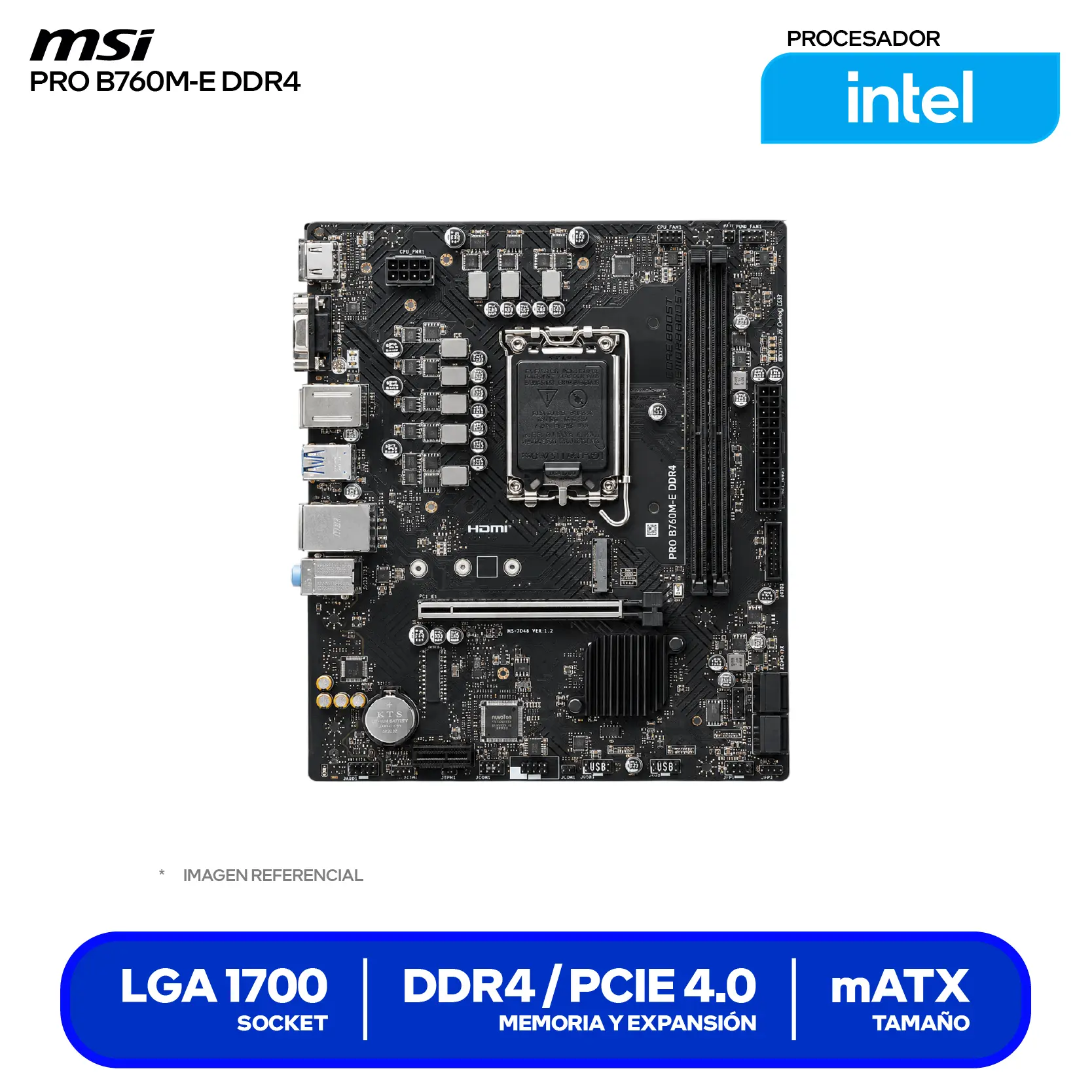 Placa Madre MSI Pro B760M-E DDR4 (PRO B760M-E DDR4) LGA1700, DDR4, mATX