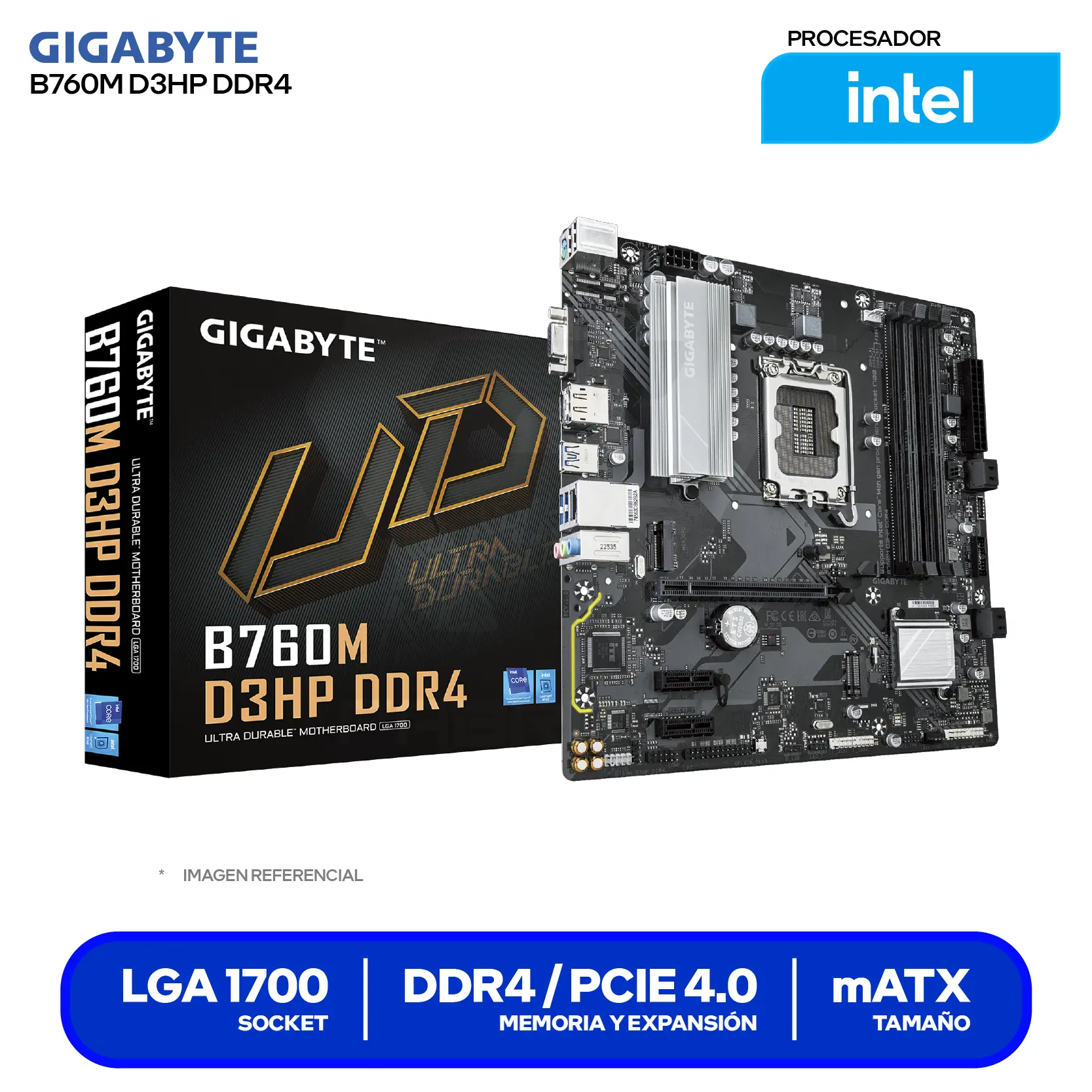 Placa Madre GIGABYTE B760M D3HP (B760M D3HP DDR4) LGA1700, DDR4, Micro-ATX