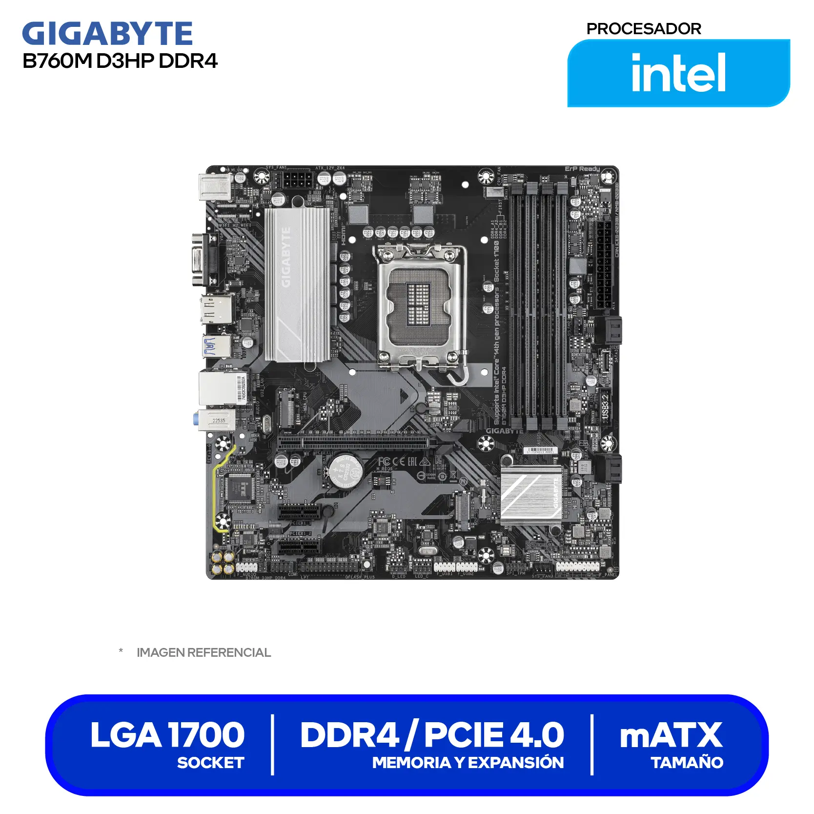 Placa Madre GIGABYTE B760M D3HP (B760M D3HP DDR4) LGA1700, DDR4, Micro-ATX