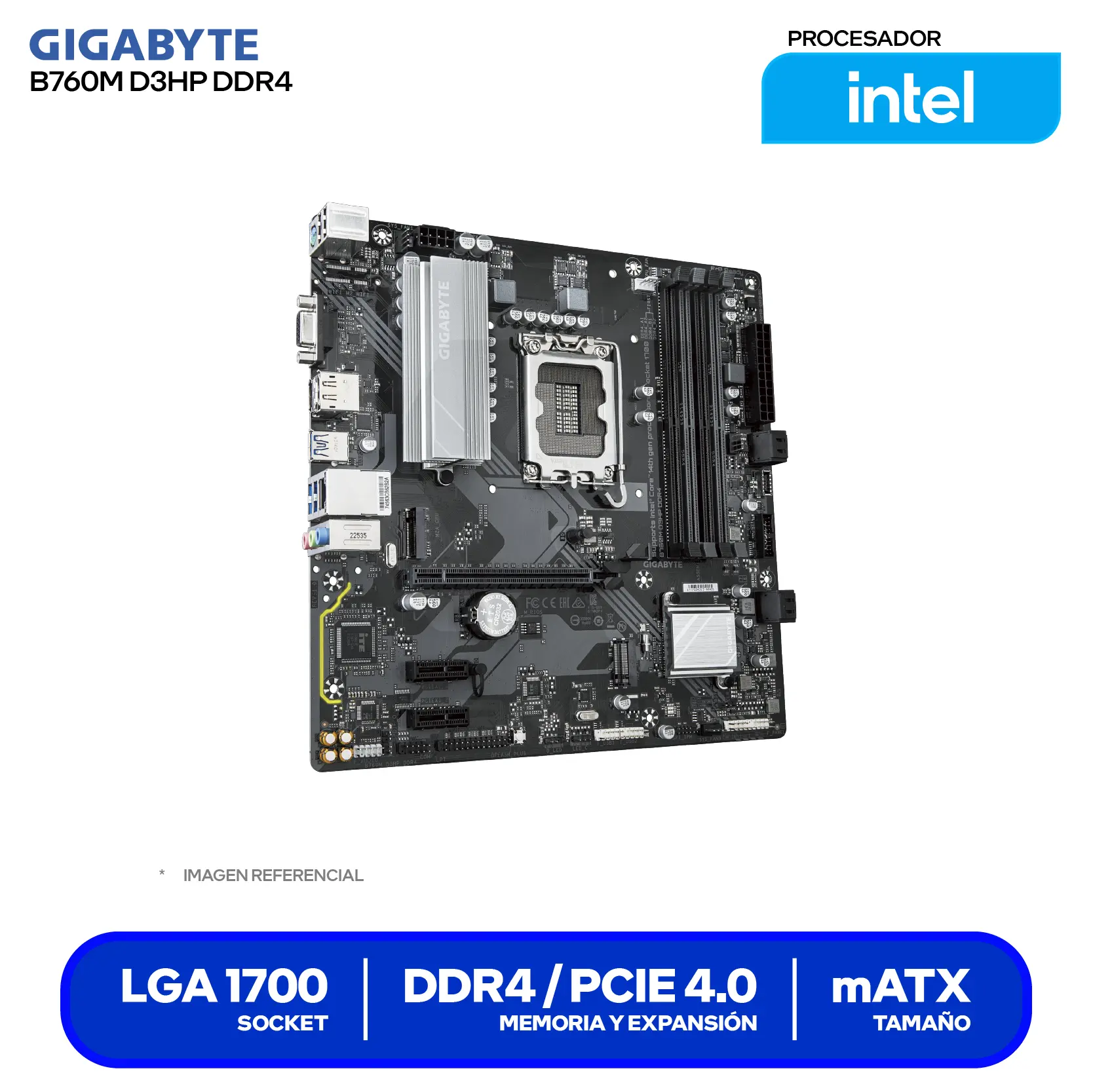 Placa Madre Gigabyte B760M D3HP D5 (B760M D3HP) LGA1700, DDR5, Micro-ATX,