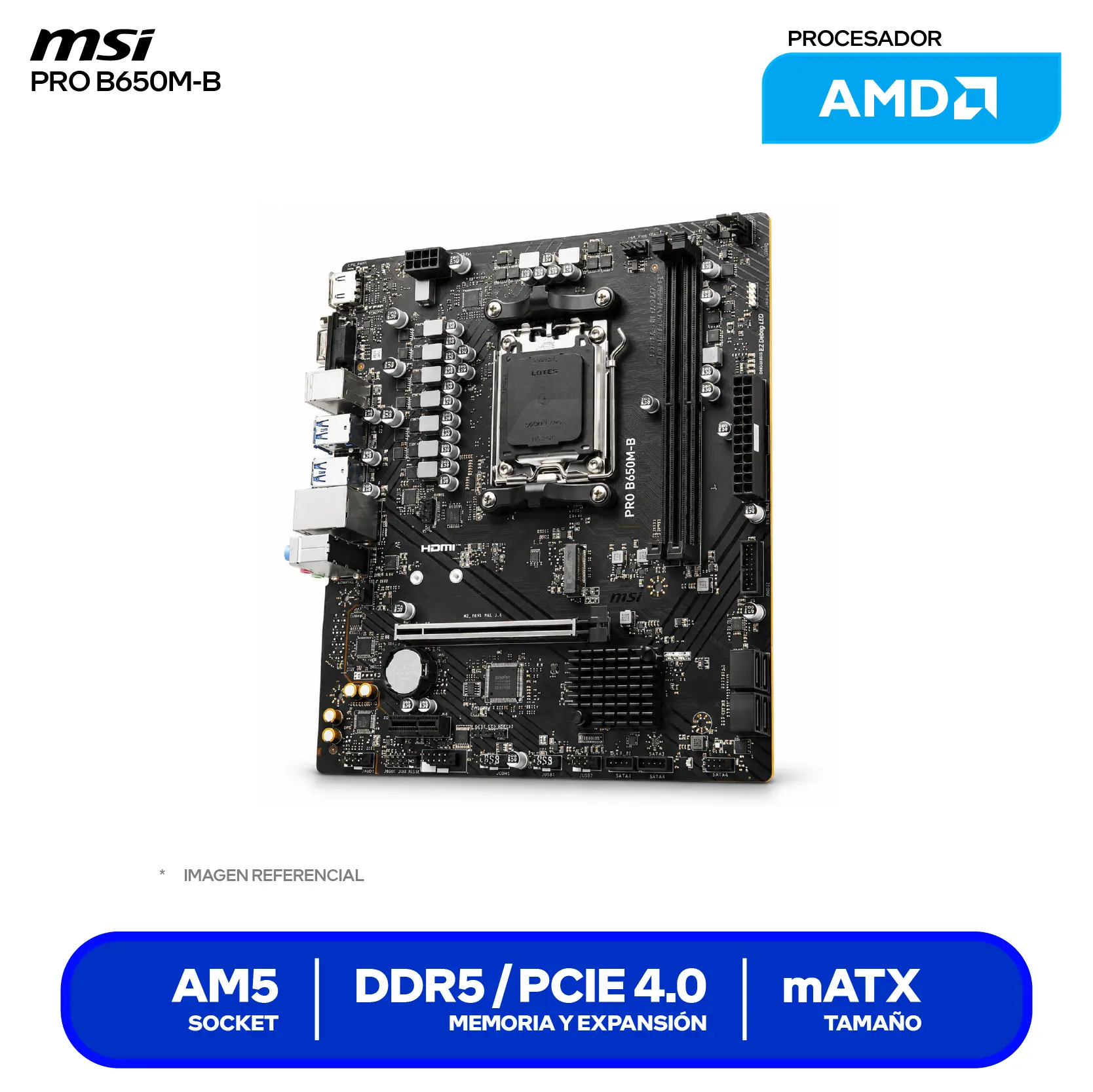 Placa Madre MSI PRO B650M-B (PRO B650M-B) AM5, DDR5, Micro-ATX