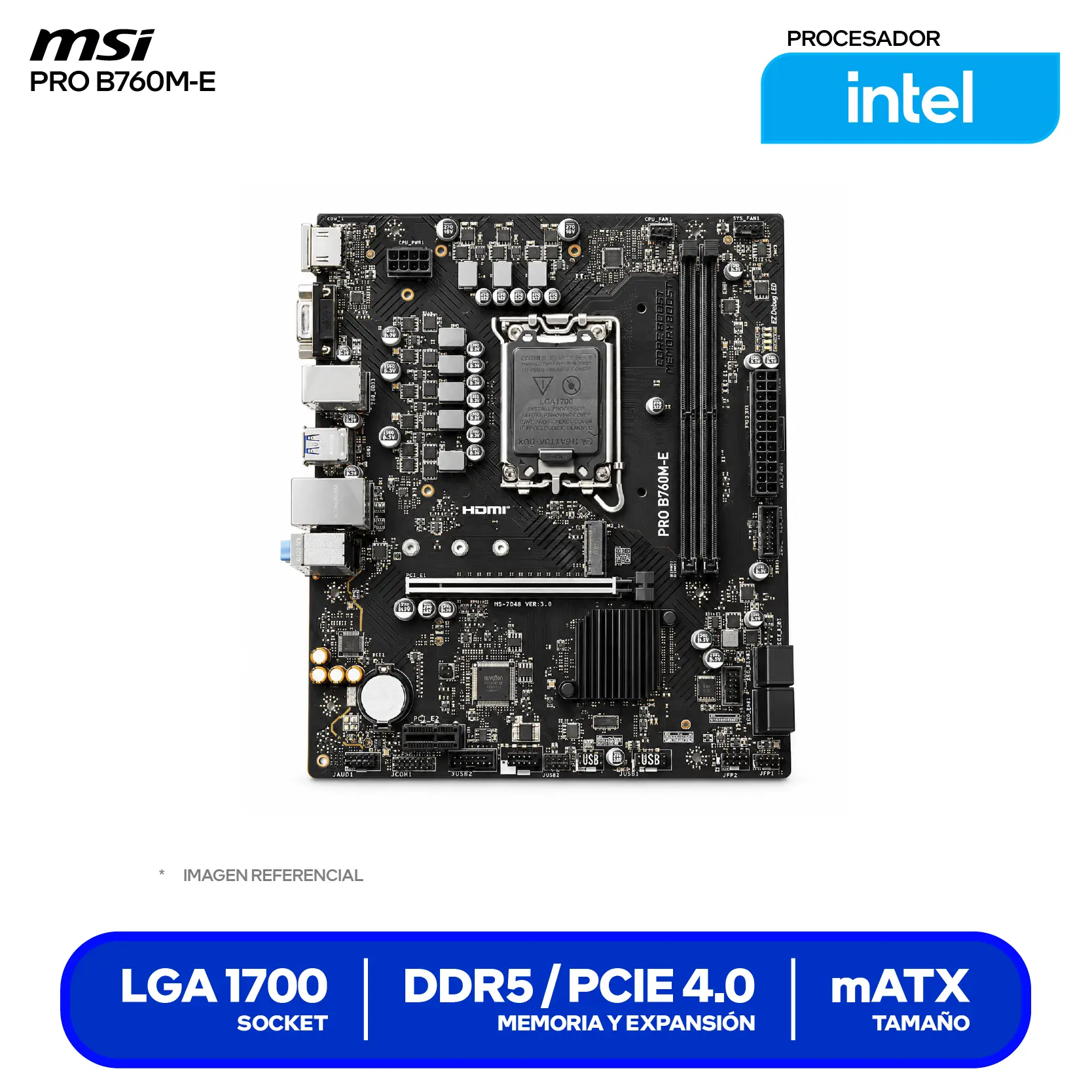 Placa Madre MSI PRO B760M-E (PRO B760M-E) LGA1700, DDR5, mATX