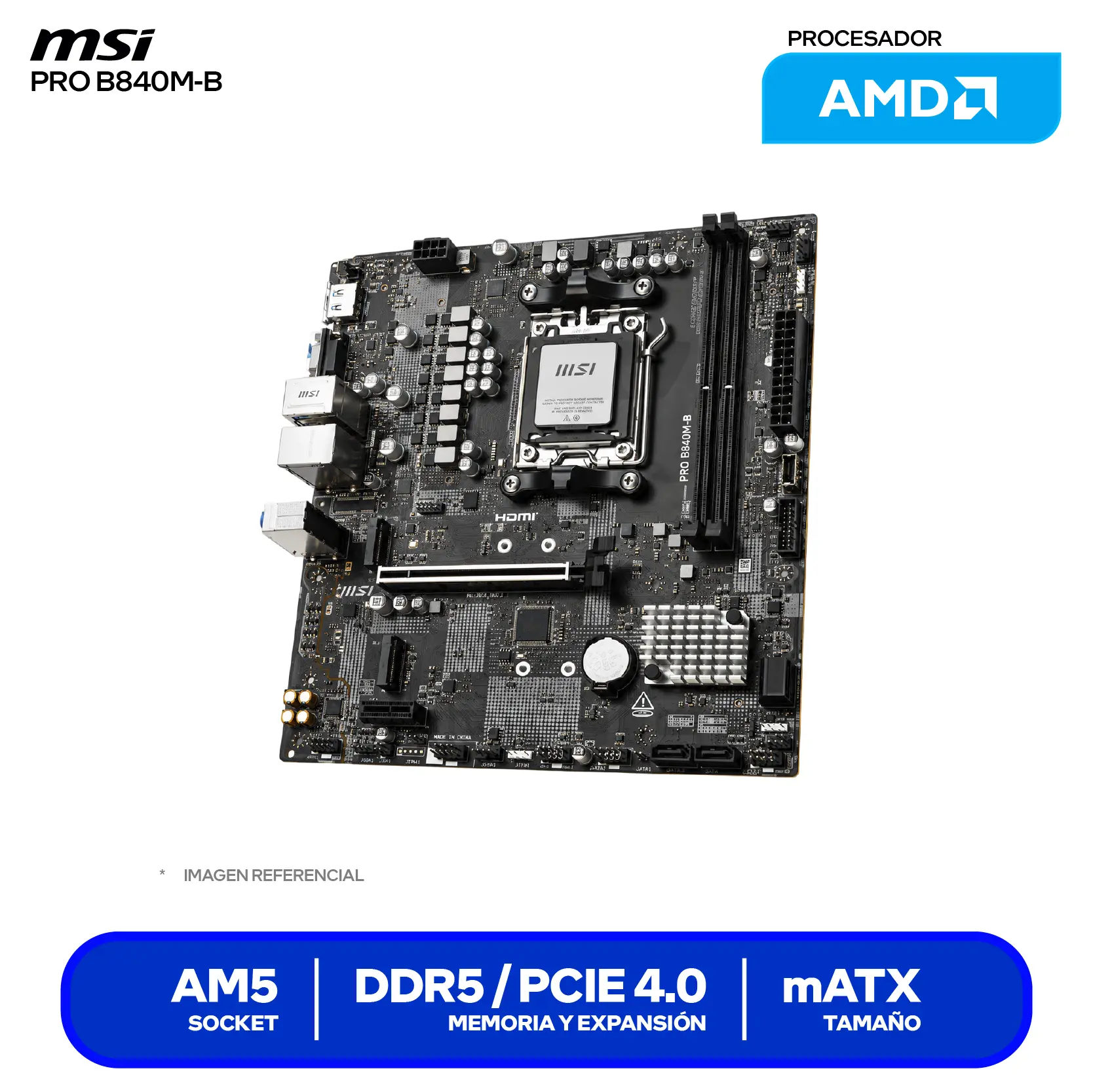 Placa Madre MSI PRO B840M-B (PRO B840M-B) AM5, DDR5, mATX