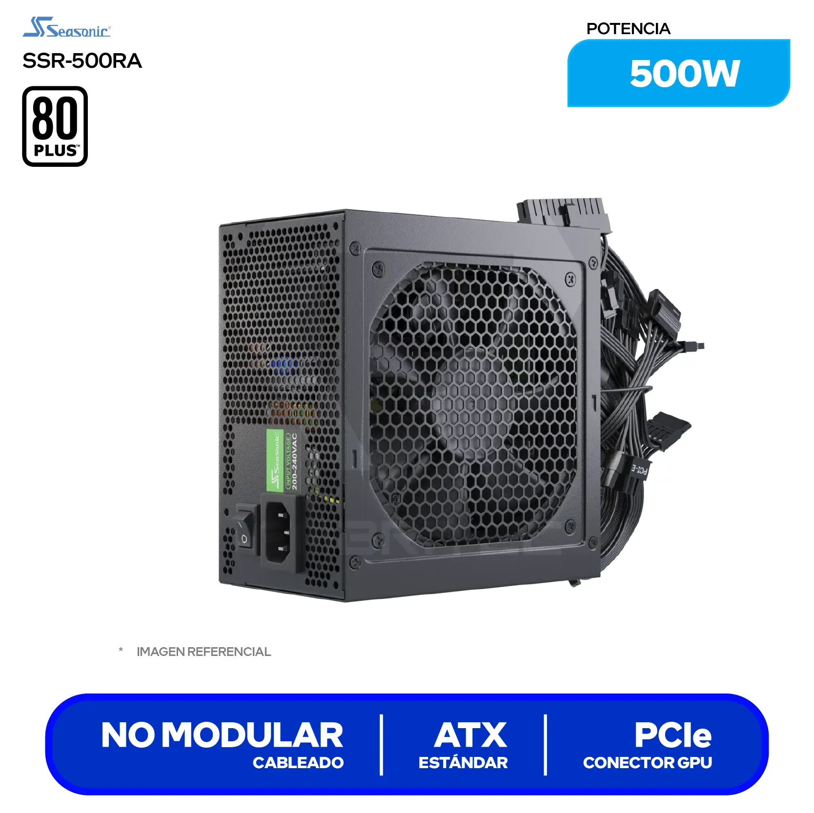 Fuente de Poder Seasonic A12 500W (SSR-500RA) 80 Plus 230V EU, No Modular