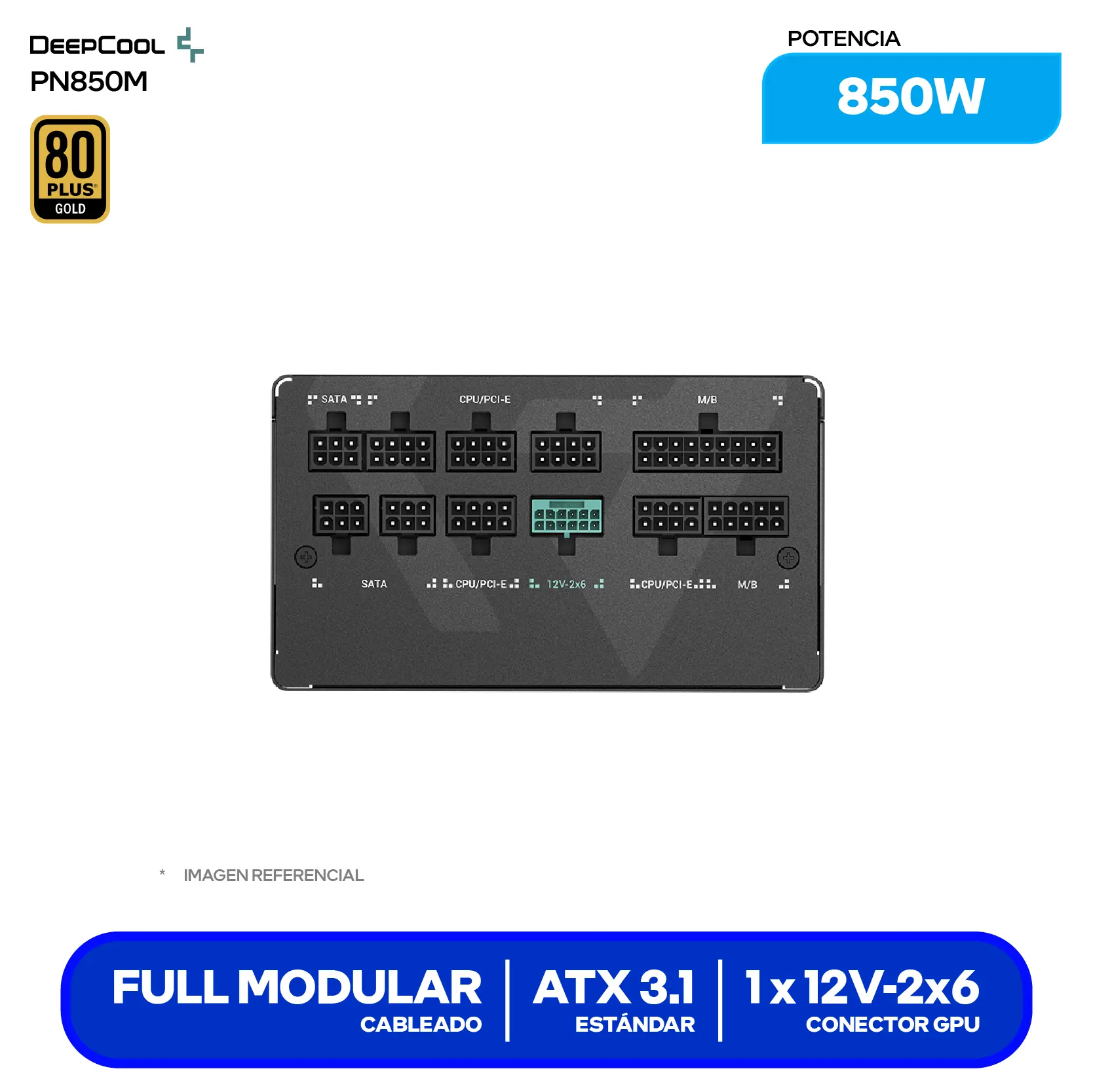 Fuente de Poder DeepCool PN850M 850W (R-PN850M-FC0B-JGUS) 80 Plus Gold, Full Modular