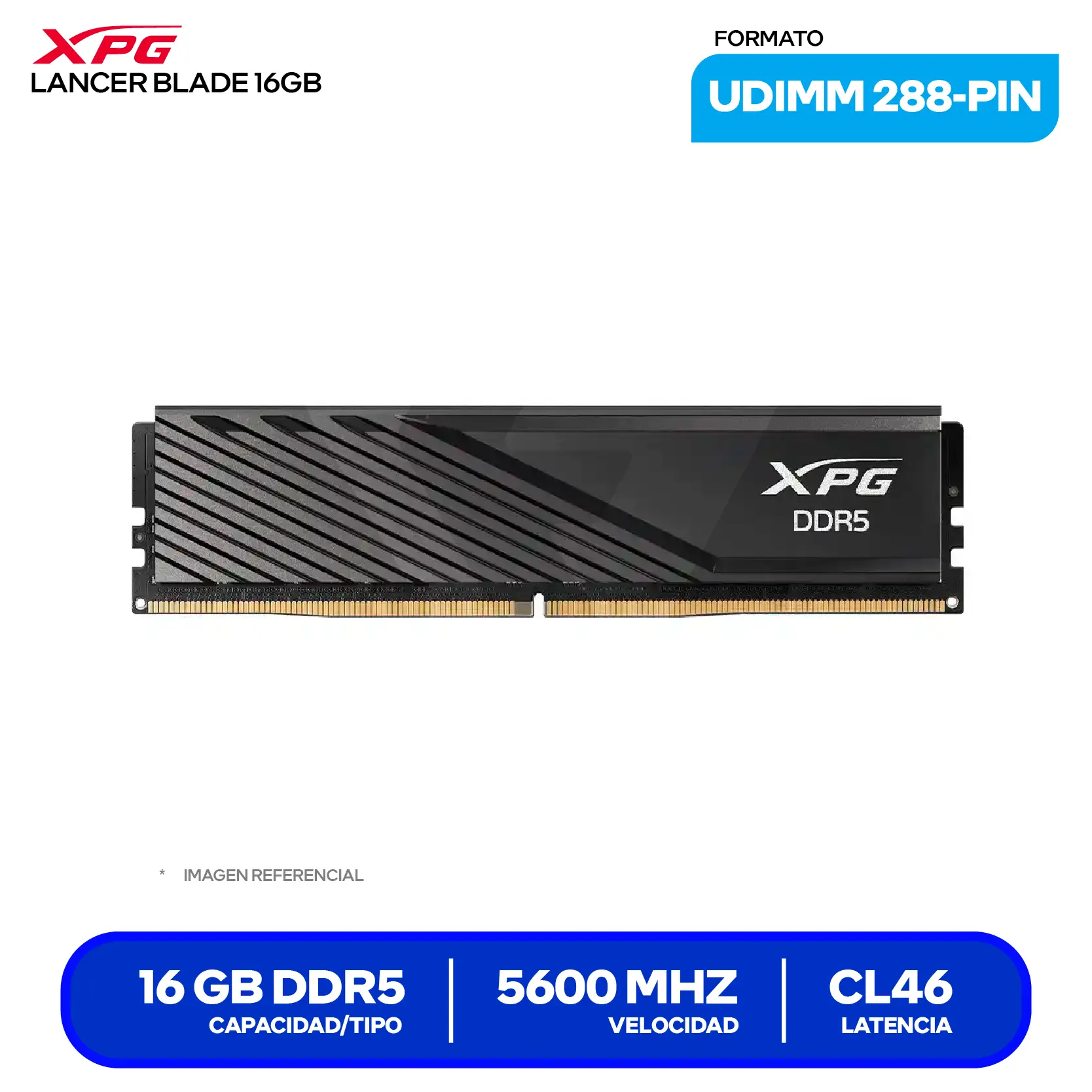 Memoria UDIMM XPG Lancer Blade (AX5U5600C4616G-SLABBK) 16GB, DDR5, 5600 MHz