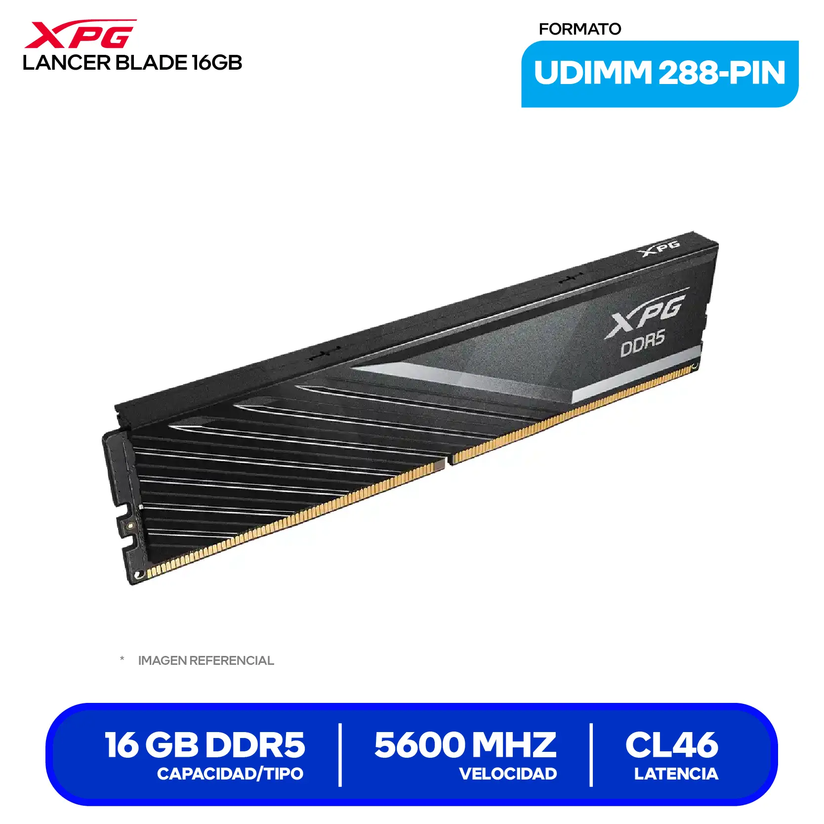 Memoria UDIMM XPG Lancer Blade (AX5U5600C4616G-SLABBK) 16GB, DDR5, 5600 MHz