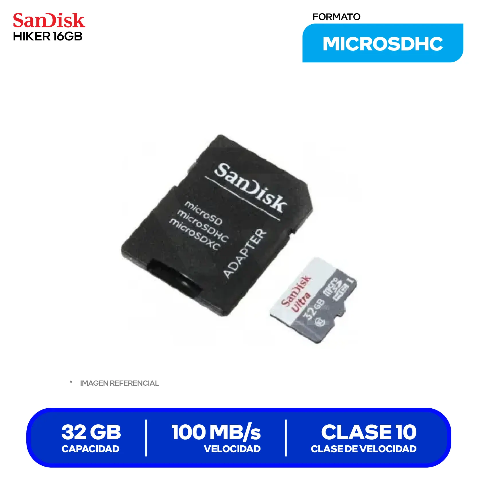 Memoria MicroSD SanDisk Ultra (SDSQUNR-032G-GN3MA) 32GB, Clase 10
