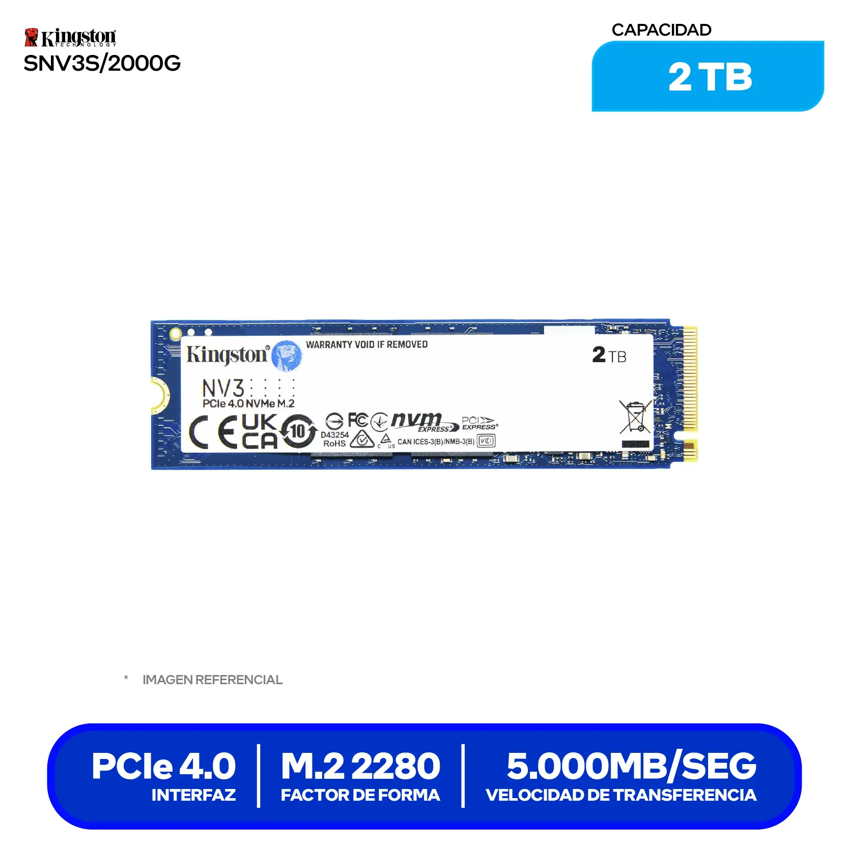 SSD Kingston NV3 2TB (SNV3S/2000G) M.2 2280, PCIe 4.0