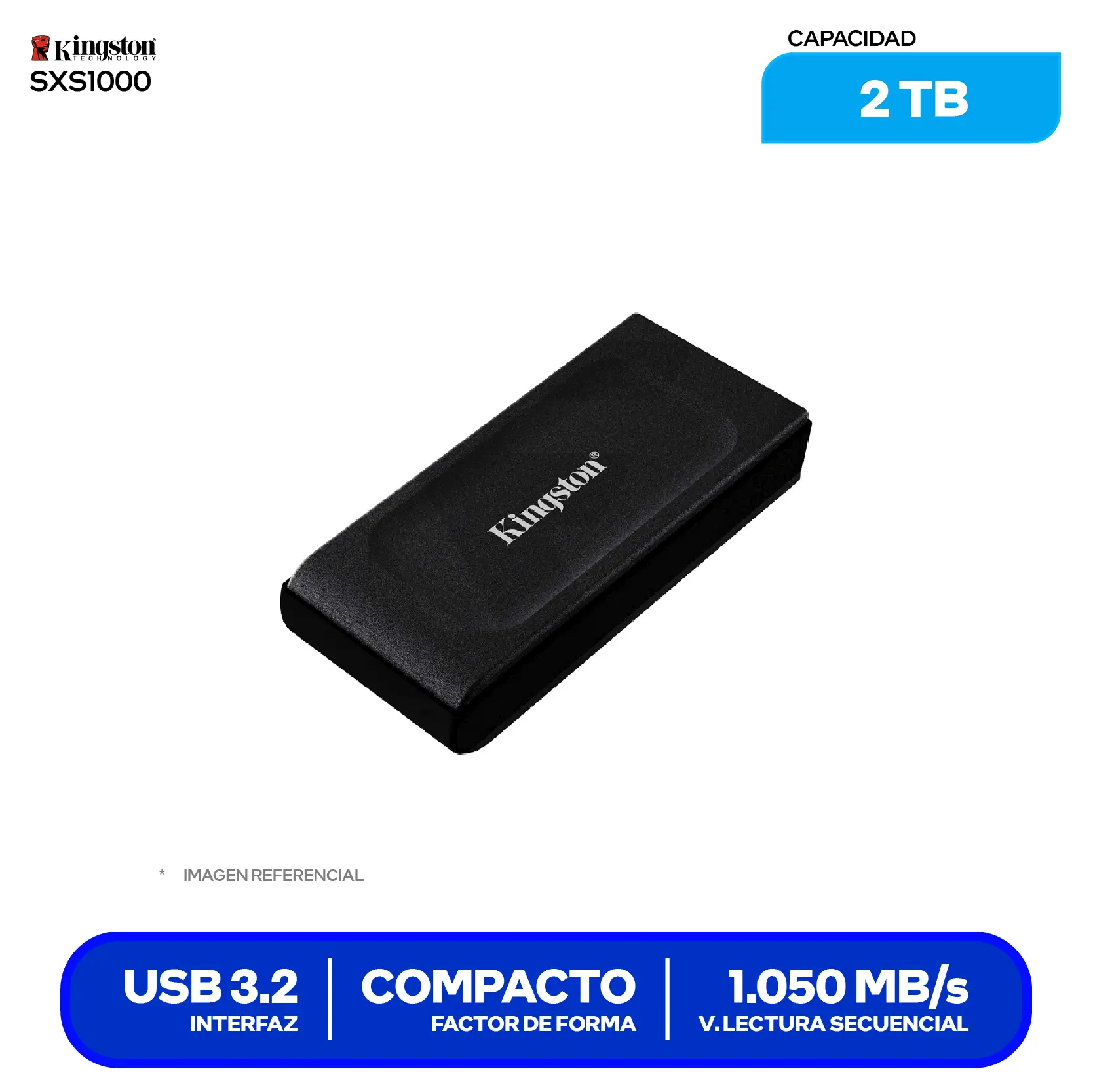 SSD Externo Kingston XS1000 2TB (SXS1000/2000G) USB 3.2 Gen 2